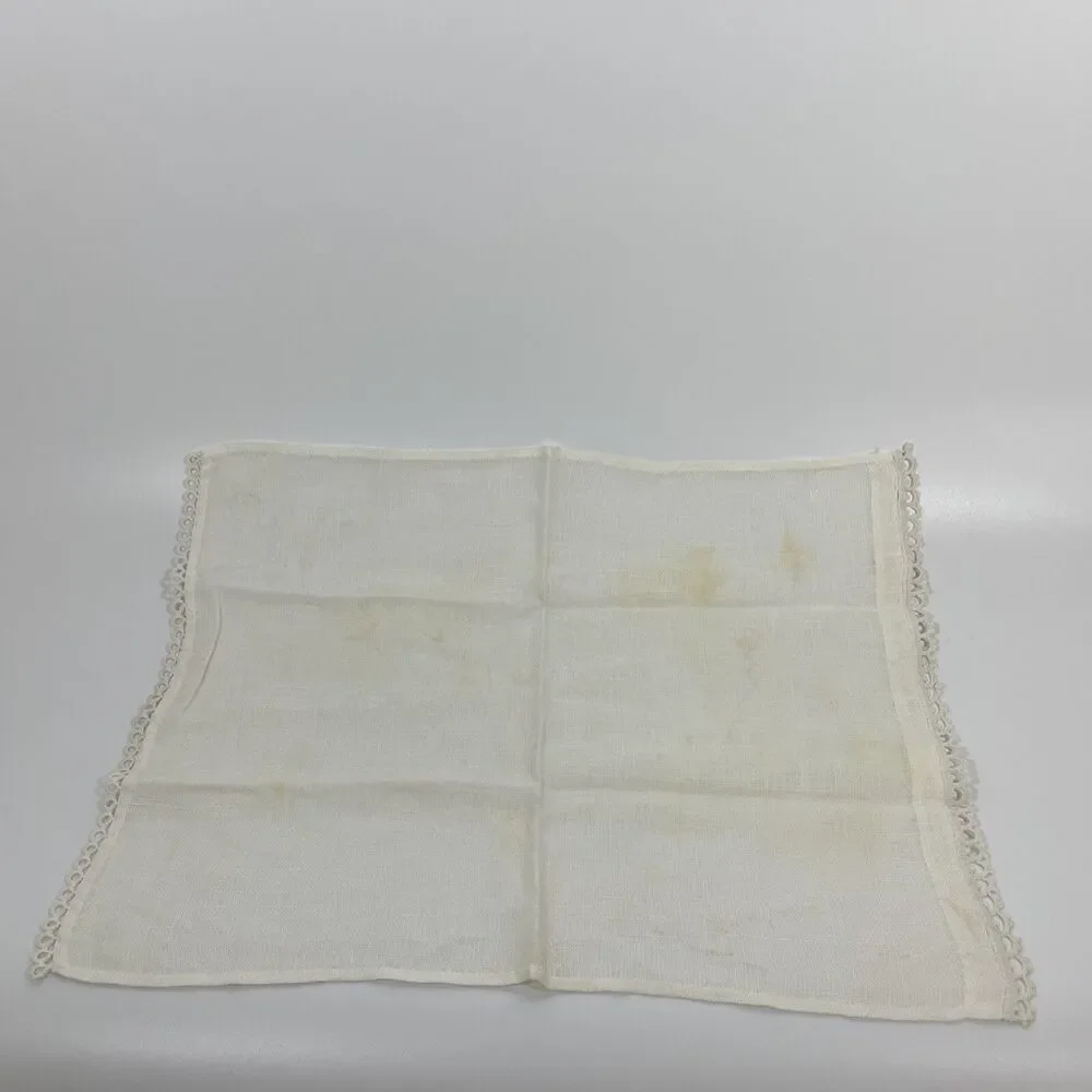 Vintage 1940-50s Linen Textile Napkin Tea Towel Embroidered 18